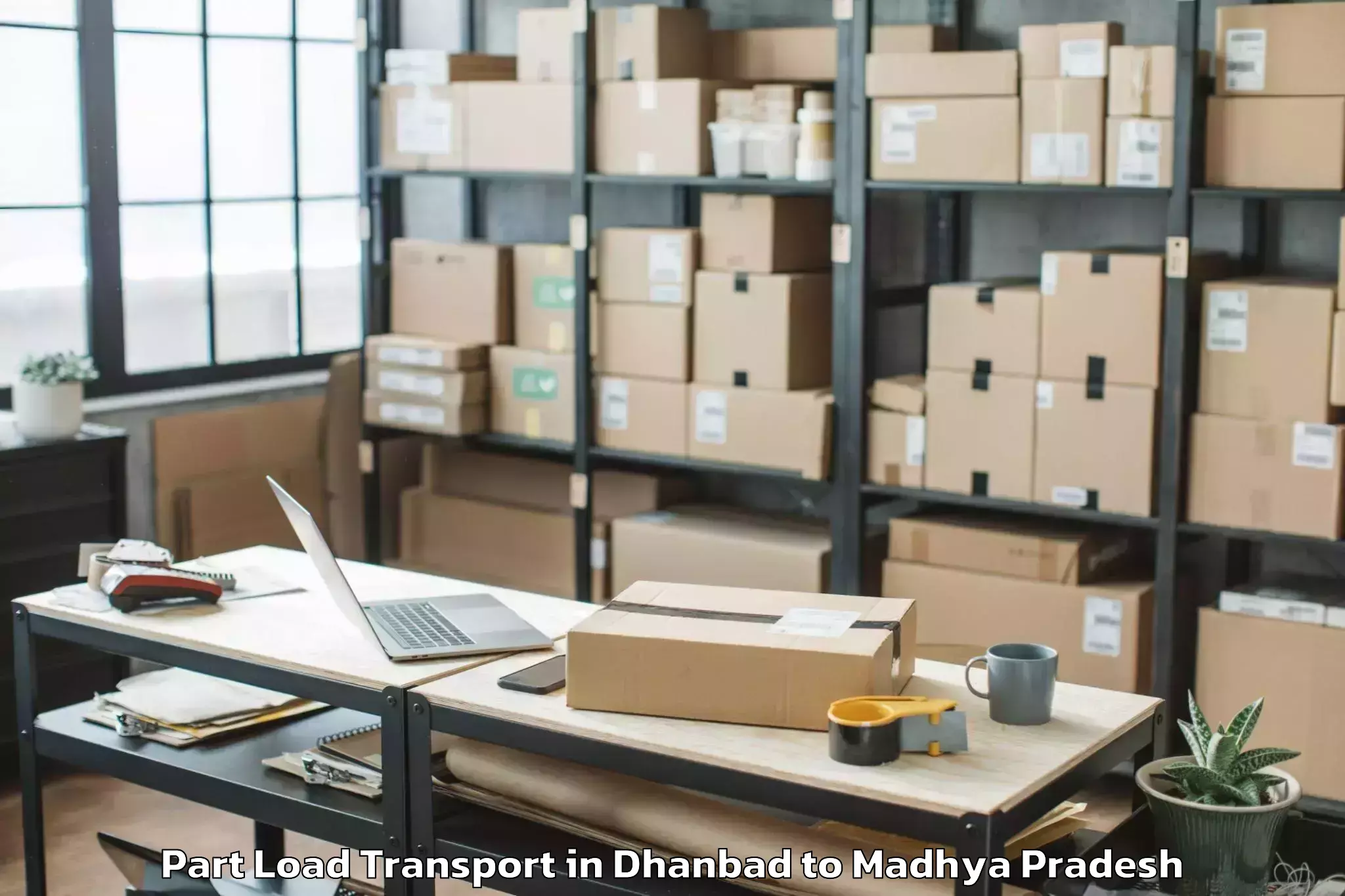 Book Dhanbad to Kurwai Part Load Transport Online